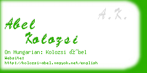 abel kolozsi business card